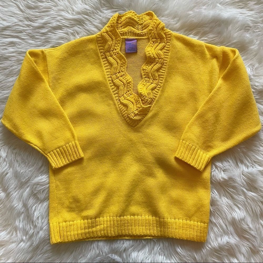 Vintage Yellow Color Circuit Mervyn’s 3/4 Sleeve Sweater Size Medium